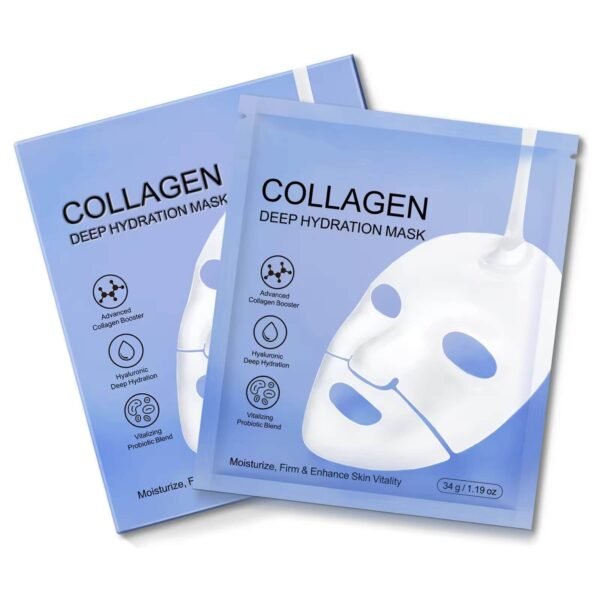 Moisturize Hydrating Firm Enhance Skin Vitality 5 Pcs Deep Collagen Sheet Hydrate Facial Mask Collagen Face Mask - 图片 2