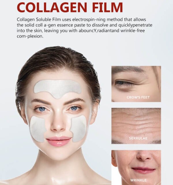 Korean Skin Care Hydrolyzed collagen face mask Brightening Anti-Wrinkle Treatment for Cheeks Forehead Made Cotton - 图片 3