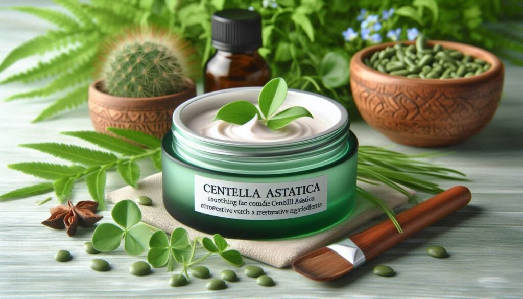 A calming skincare product with Centella Asiatica and Madecassoside for reducing redness and irritation.
