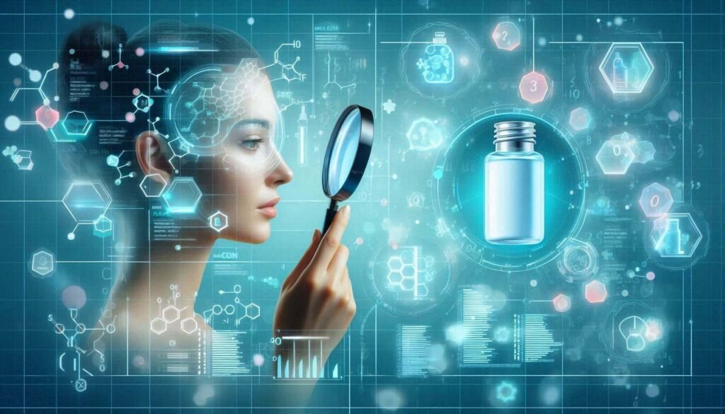 A modern skincare lab team rapidly testing formulas inspired by viral online trends.