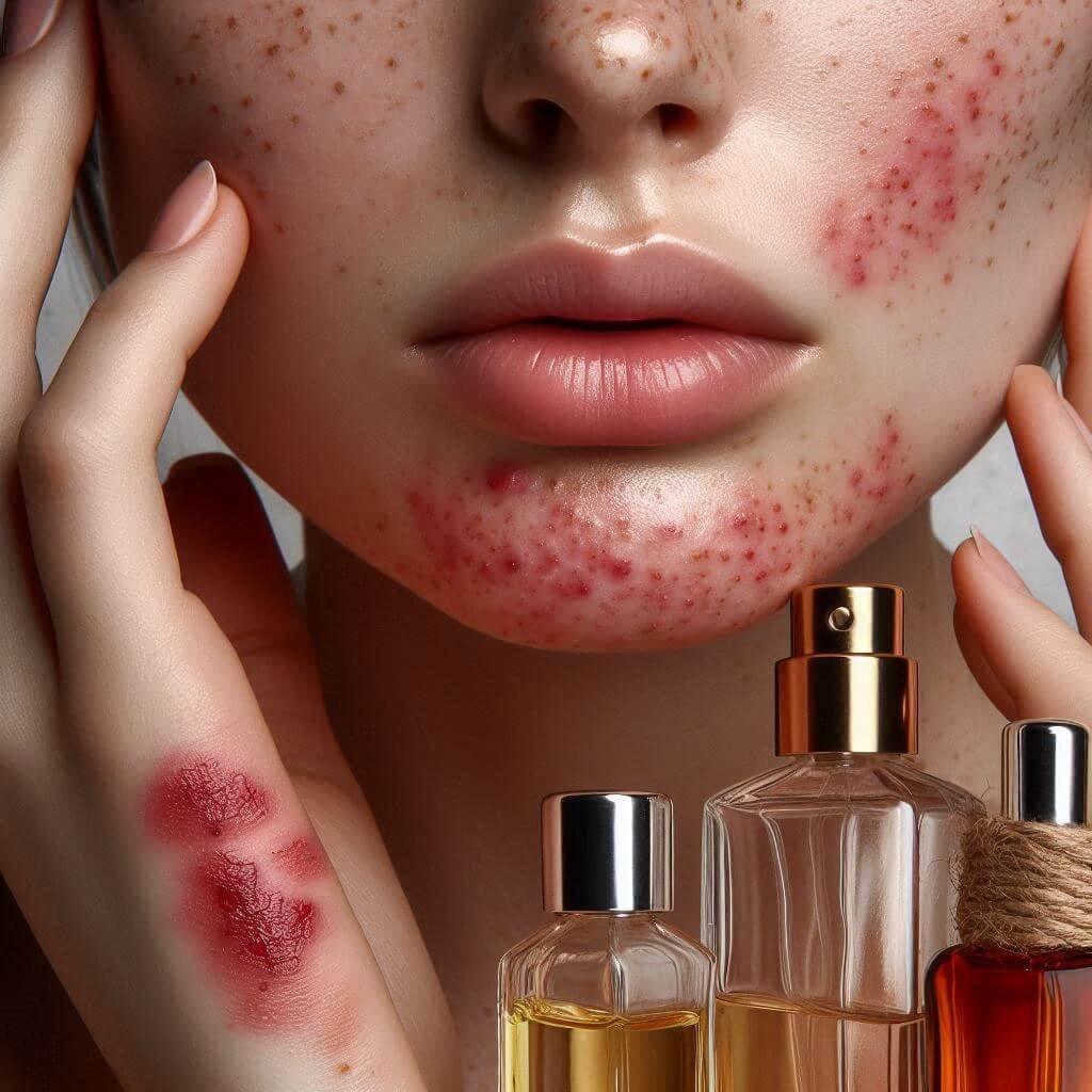Red and irritated skin caused by fragrance ingredients in skincare