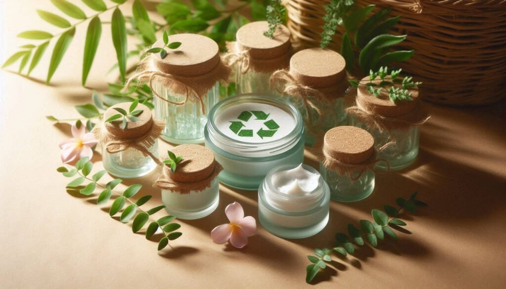Assorted plastic skincare containers in various shapes and colors