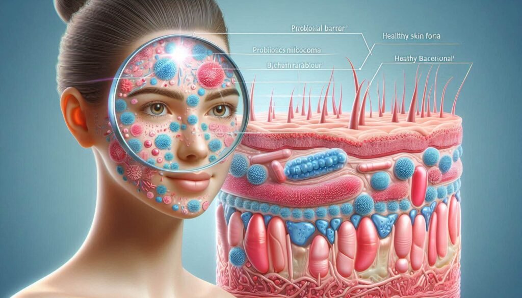 Demonstrate how "skin microecology" and probiotics balance the bacterial flora and their role in barrier repair.