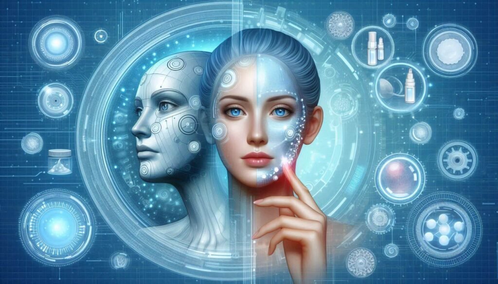 A futuristic concept image of skincare innovation for sensitive skin barrier protection in 2025.