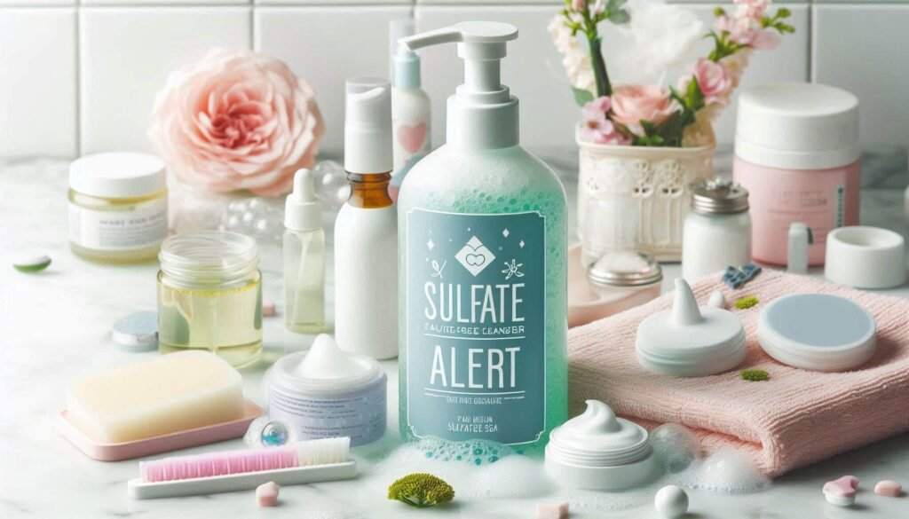 Sodium Lauryl Sulfate in a facial cleanser with a warning label.