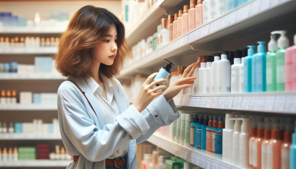 Gen Z skincare consumer reading ingredient label, reflecting the rising demand for natural and gentle formulations