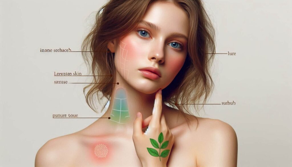 A woman with sensitive, irritated skin caused by environmental stressors like pollution or stress