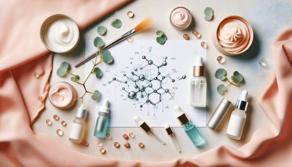 Flatlay of ceramide-based skincare products designed for barrier repair.